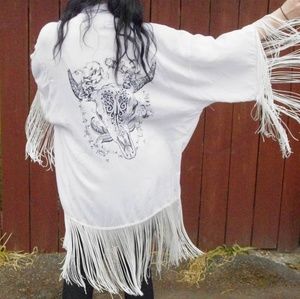 NEW Haute Fringe Festival Cow Skull Kimono #O